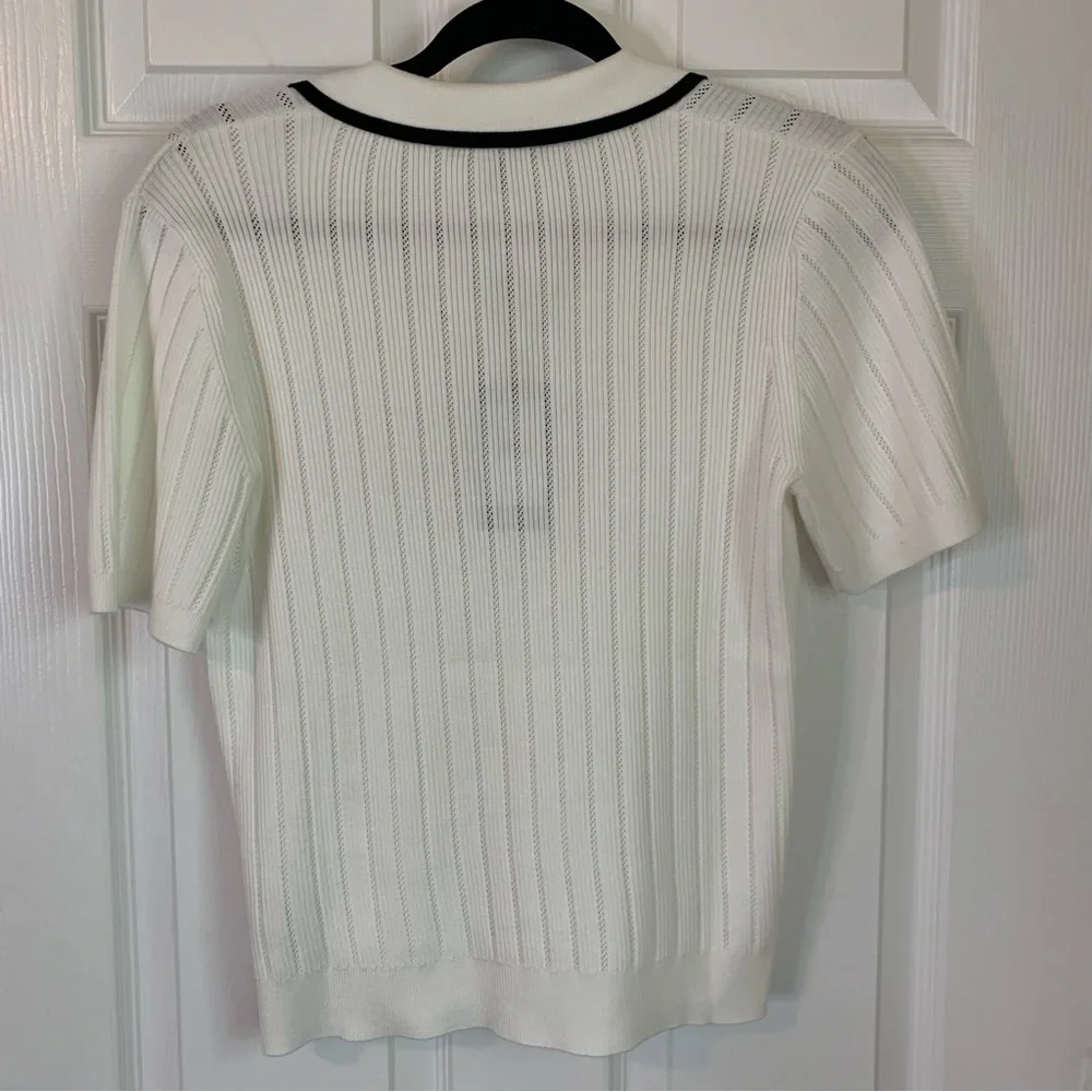 NWT Adrianna Papell Textured Knit Polo Top, Size M - Picture 9 of 10